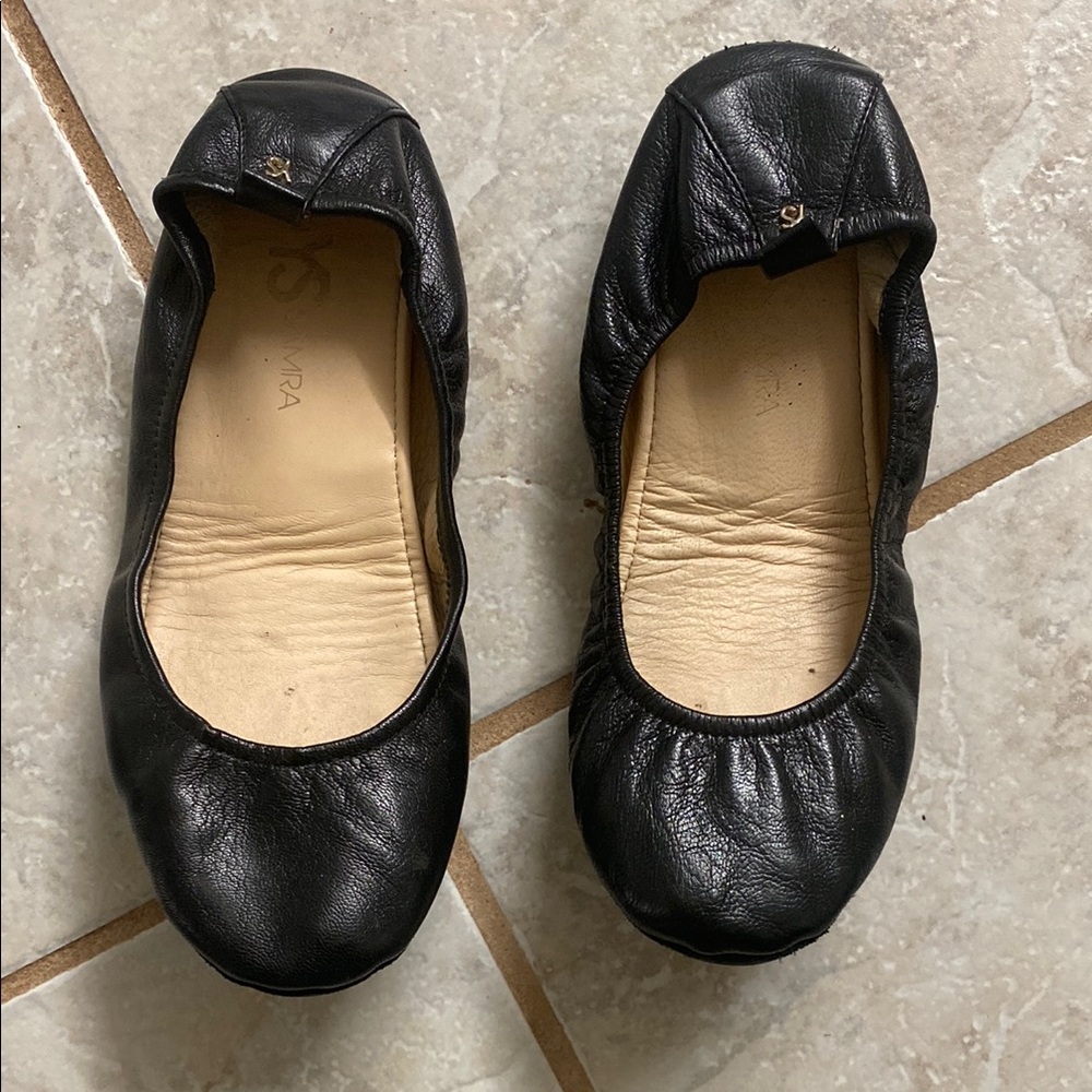 Yosi Samra Black Leather Flats Women’s Size 8